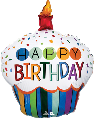 36 Inch Birthday Rainbow Cupcake Balloon