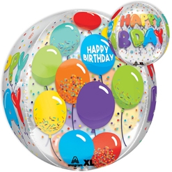 16 Inch See-Thru Orbz Birthday Celebration Balloon
