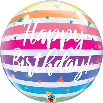 22 Birthday Rainbow Stripes Bubble Balloon
