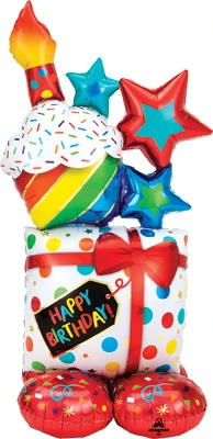 55" AirLoonz Stacked Birthday Air-Fill Balloon