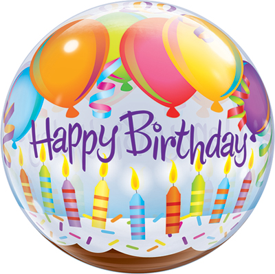 22 Inch Birthday Balloons & Candles Bubble Balloon