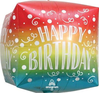 15" Cubez Birthday Gradient Swirls Balloon