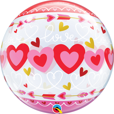 22 Inch Love Connected Hearts Bubble Balloon