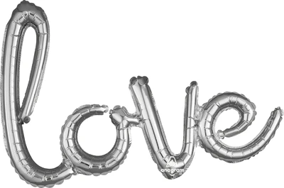 31" Love Air Fill Silver Script Balloon