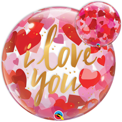 22 Inch Love Paper Hearts Bubble Balloon