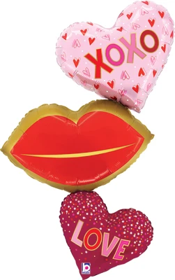 40 Inch Love Heart Lips Trio Balloon