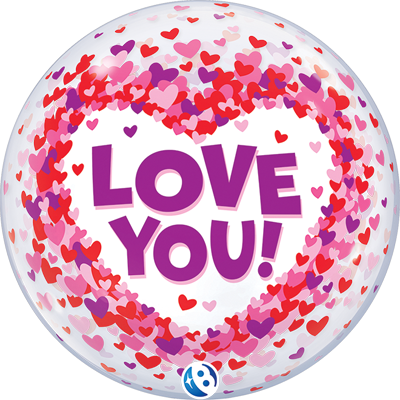 22" Love You Confetti Hearts Bubble&trade; Balloon