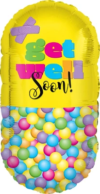 24 Inch Get Well Colorful Pill Balloon