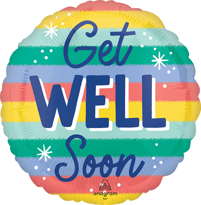28"Helium Savers&trade; Jumbo Get Well Candy Stripes Balloon