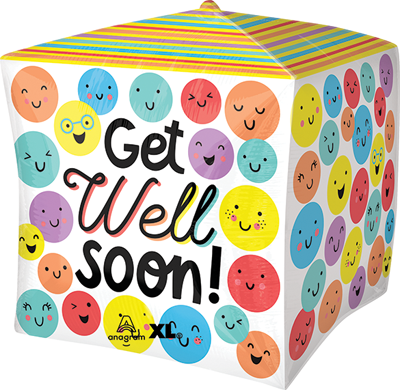 15 Inch Cubez Get Well Soo Balloon