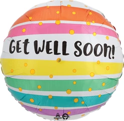 28" Helium Saver Jumbo Get Well Bold Stripes Balloon