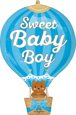 27" Baby Boy Blue Hot Air Balloon