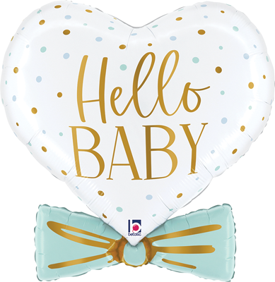 29" Baby Blue Bowtie Heart Balloon