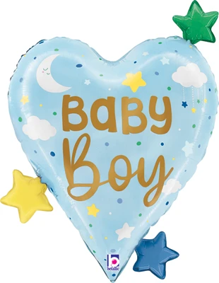 25" It's A Boy Heart Stars Balloon