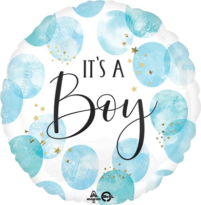 28 Inch Helium Savers Jumbo Baby Boy Blue Watercolor Balloon