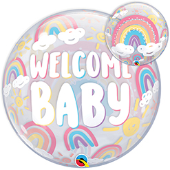 22 Inch Welcome Baby Rainbows Bubble Balloon