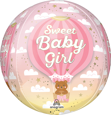 16" Orbz&reg; Baby Girl Pink Hot Air Balloon