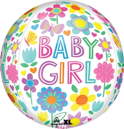 16 Inch Orbz Baby Girl Floral Balloon