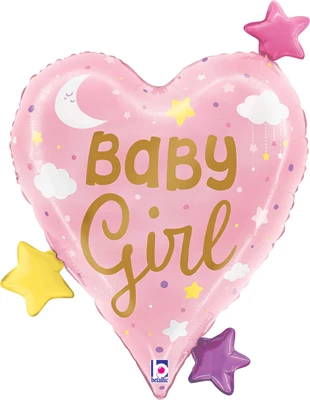 25" It's A Girl Heart Stars Balloon