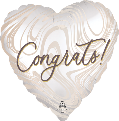 28" Helium Savers&trade; Jumbo Congrats Satin Marble Balloon