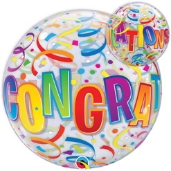 22 Inch Congratulations Streamers Bubble Balloon