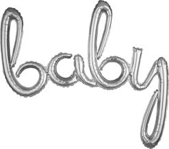 39 Inch Baby Air-Fill Silver Script Balloon