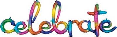 59 Inch Celebrate Rainbow Splash Air Fill Script Balloon