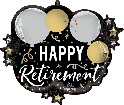 28" Retirement Black Silver Gold Balloon