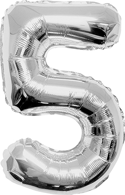 34 Inch Silver Number 5 Balloon