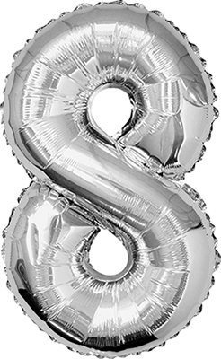 34 Inch Silver Number 8 Balloon