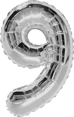 34" Silver Number 9 Balloon