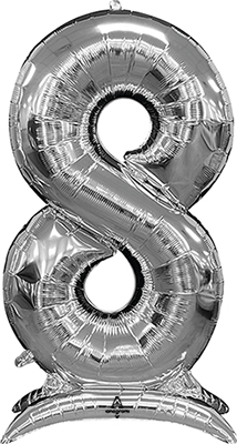 50 Inch Silver Stand-Up Numberz "8" Air-Fill Balloon