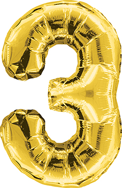 34 Inch Gold Number 3 Balloon