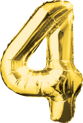 34 Inch Gold Number 4 Balloon