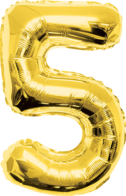 34 Inch Gold Number 5 Balloon