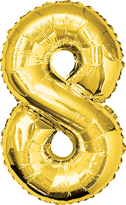 34 Inch Gold Number 8 Balloon