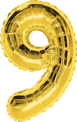 34 Inch Gold Number 9 Balloon