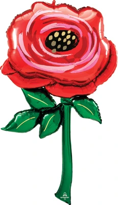 62 Inch Painted Red Rose Multi Balloon