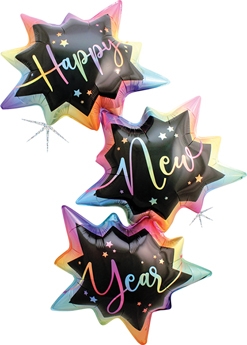 51 Inch New Year Trio Opal Holographic Balloon