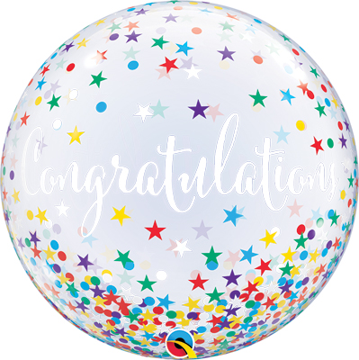 22 Inch Congratulations Confetti Stars Bubble Balloon
