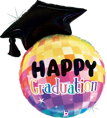 26 Inch Graduation Disco Ball Holographic Balloon