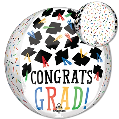 16 Inch Orbz Graduation Hats Off Congrats Balloon