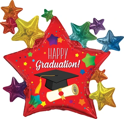 36" Graduation Multi-Stars & Dots Balloon