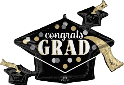 35" Graduation Timeless Polka Dots Balloon