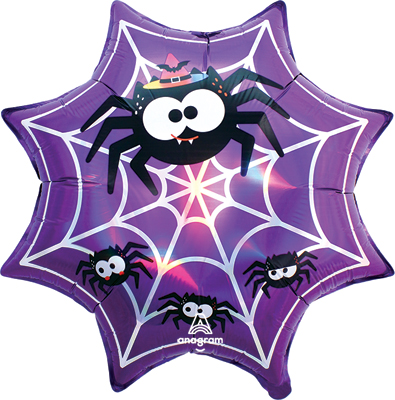 22 Inch Halloween Spiderweb Holographic Balloon