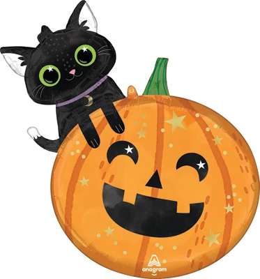 29 Inch Halloween Cat & Pumpkin Balloon