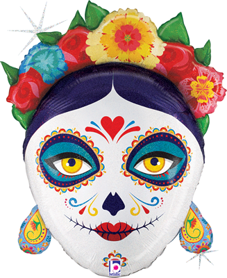 27" Day of the Dead Floral La Catrina Balloon