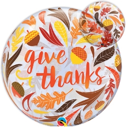 22 Inch Give Thanks Acorns & Leaves Bubble Balloon