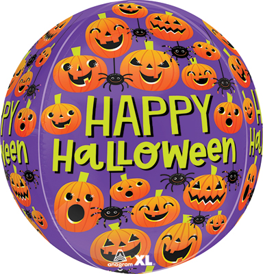16 Inch Halloween Spiders & Pumpkins Orbz Balloon