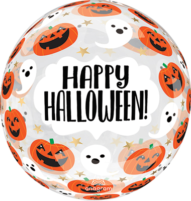 18 Inch Crystal Clearz Fun & Spooky Pumpkin & Ghosts Balloon